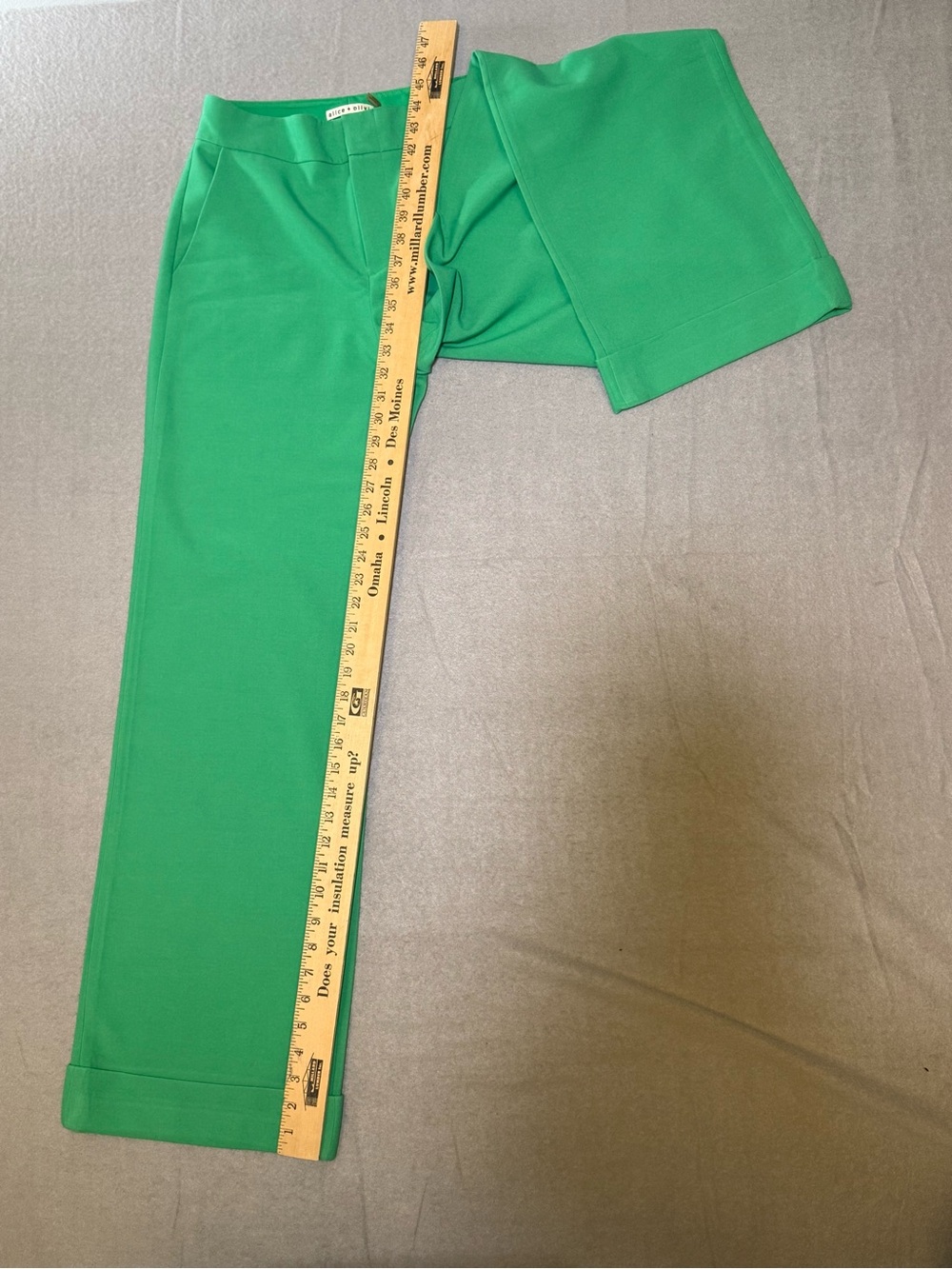 Alice + Olivia Green Wide Leg Cuffed Pants Trousers Women's Size 6 Kelly Green - Picture 6 of 7